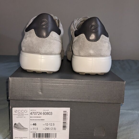 Men's Ecco Soft 7 Luxe Leather Sneaker Wild Dove/Magnet Size EU 46 - Picture 4 of 5